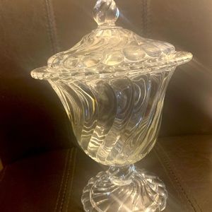 Crystal footed dish with lid